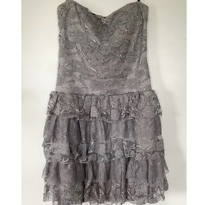 Strapless Lace Grey Dress